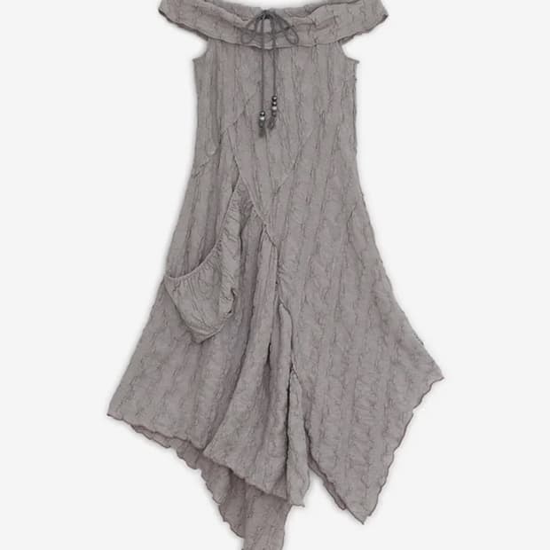 드로우 스트링 오프숄더 드레스 (핑크)