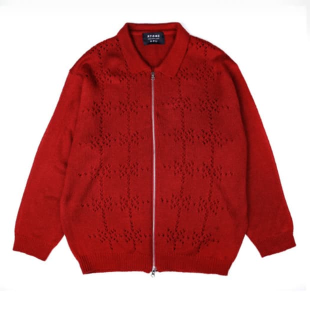 엑스톤즈 펀칭 니트 집업 가디건 M