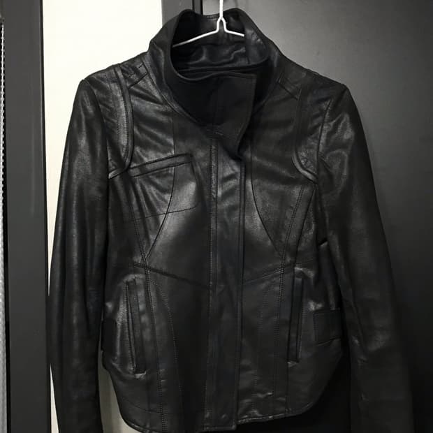 빈티지 하이넥 레더 자켓
