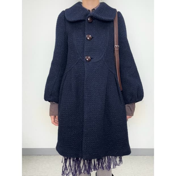 빈티지 네이비 울 코트