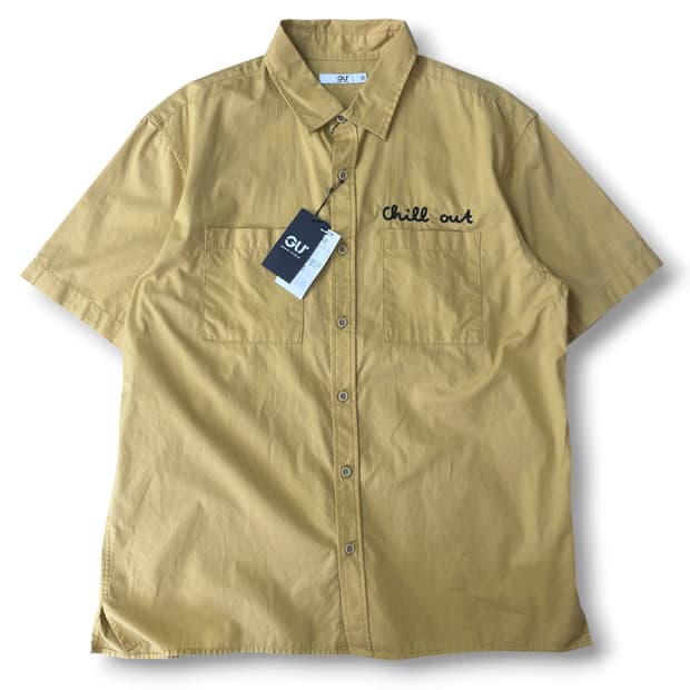 [미사용품] (100) GU 데님스튜디오 진노랑 자수 반팔 셔츠