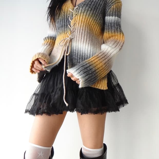 color mix string knit 