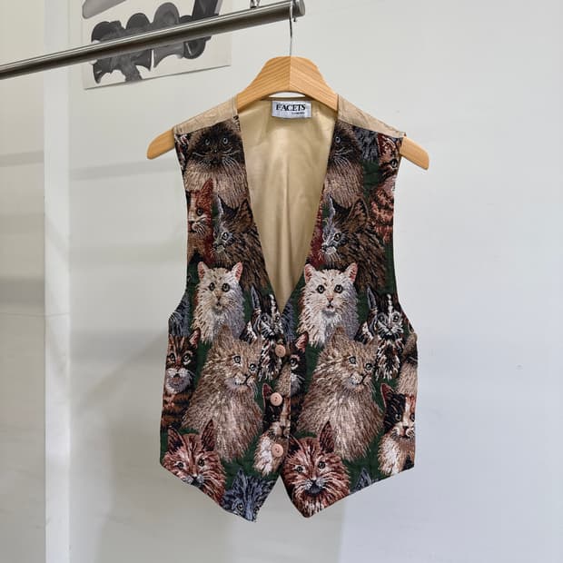 빈티지 FACETS (Made in USA) 자카드 베스트 