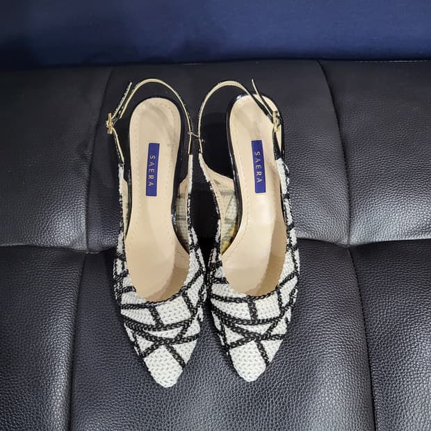 세라 패턴 슬링백 샌들 구두(새상품)