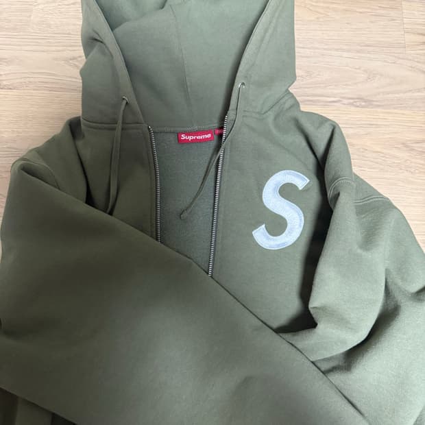 24FW 슈프림 s로고 후드집업 올리브