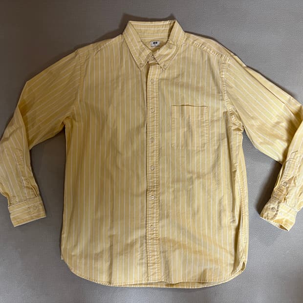 유니클로 스트라이프 긴팔 셔츠(엘로우) XL