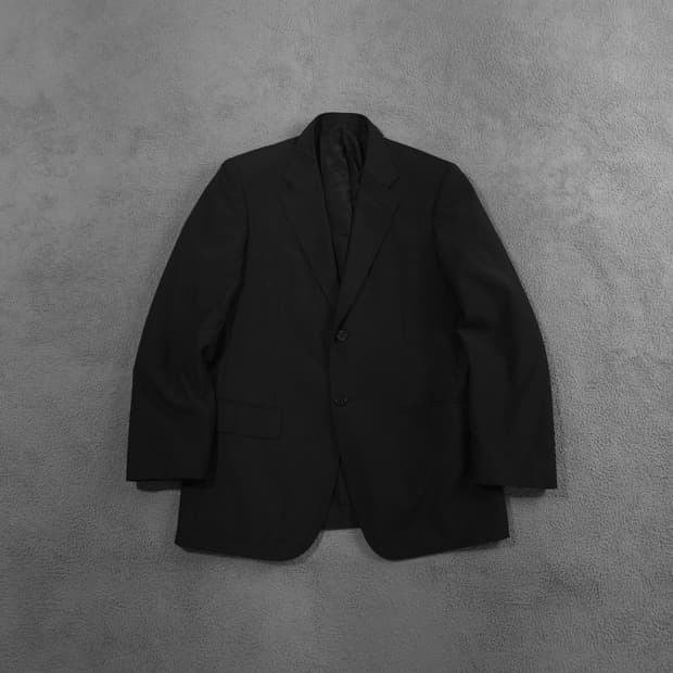 90s 발망 아카이브 블랙 미니멀 린넨 블레이저 자켓 (M)