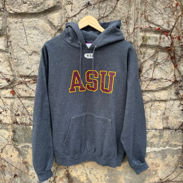 챔피온 빈티지 asu 프린팅 컬리지 대학 후드티 그레이 후드 후디 L
