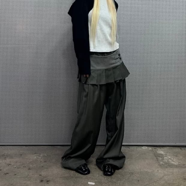라티젠 스커트팬츠 L14 PLEATS WRAP SET (GRAY)