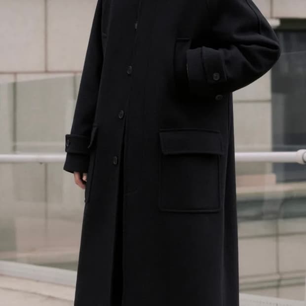 울 블렌드 오버사이즈 머프 발마칸 코트 XL