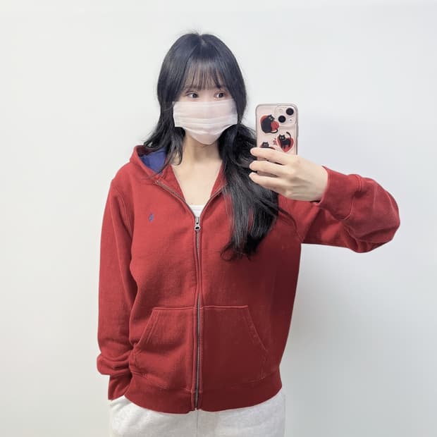 폴로 랄프로렌 포니 로고 후드집업 레드