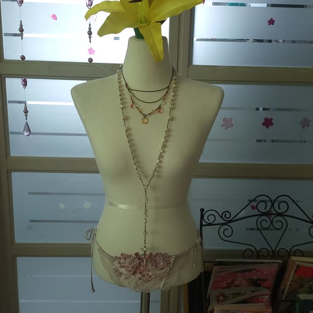 복고풍 비즈 체인 목걸이