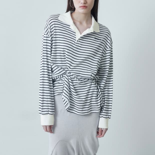 cerric 세릭 스트라이프 버튼 탑