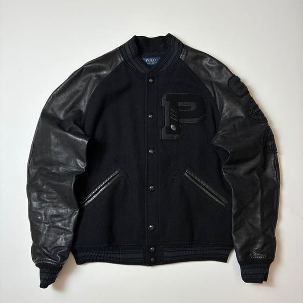 폴로 랄프로렌 아이코닉 레터맨 레더 스타디움 자켓 PN8413