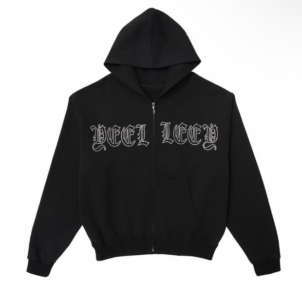 STUDDED ZIP-UP HOODIE OVERSIZED BLACK