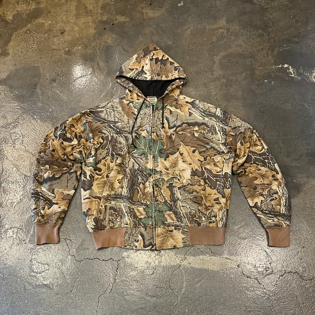 빈티지 리얼트리 패턴 후드집업 XXL