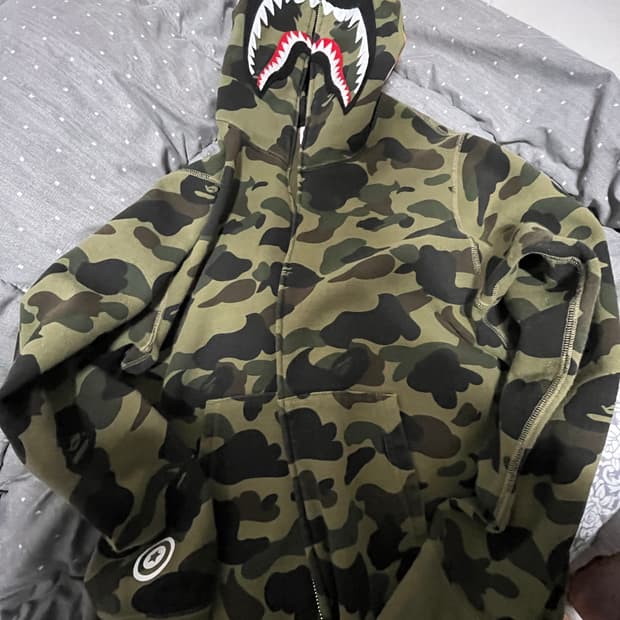 베이프 카모 샤크 후드 집업 M