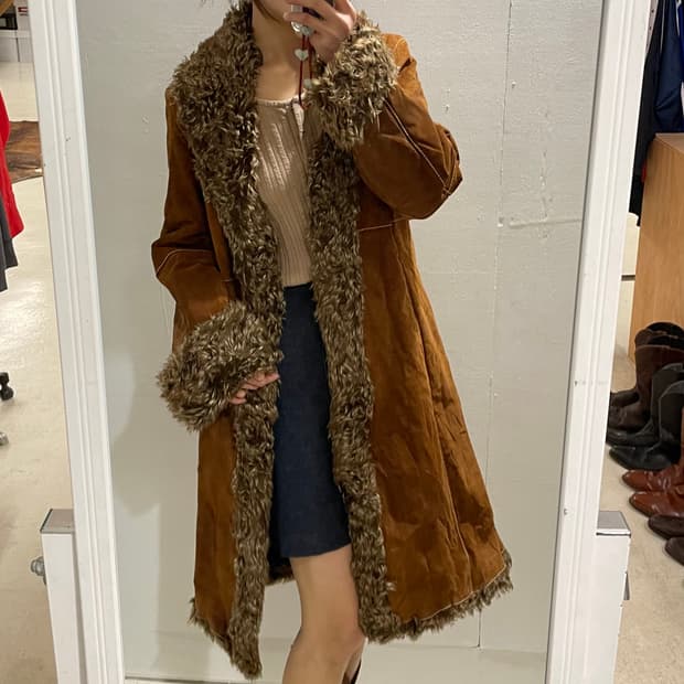 WILSON LEATHER mustang suede fur coat