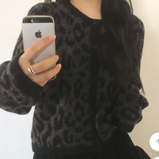 레오파드 앙고라 니트 가디건 