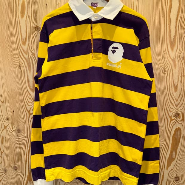 베이프 스트라이프 긴팔 럭비 셔츠