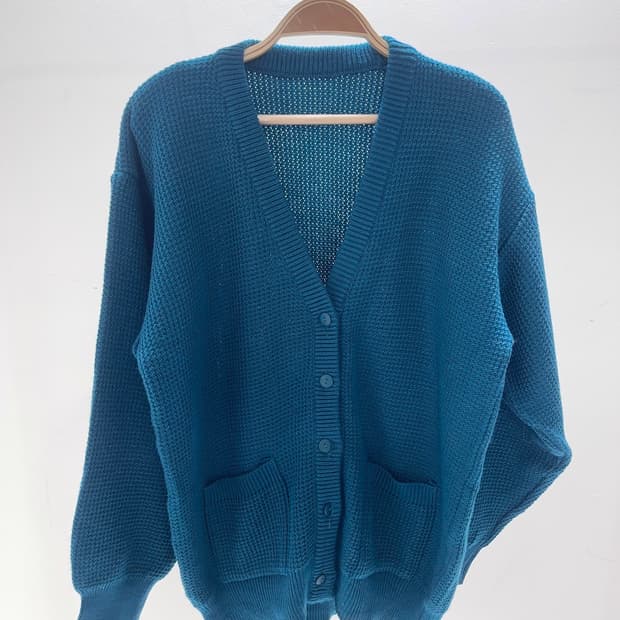 Teal Waffle Cardigan