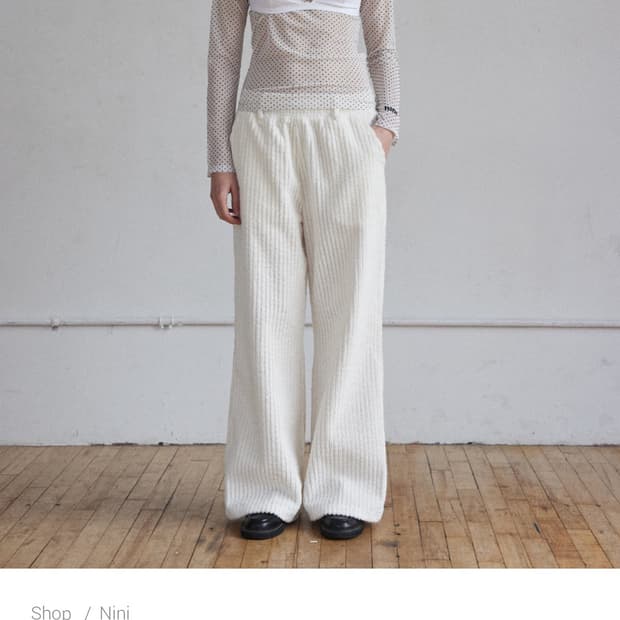 리유니 코듀로이 코지 와이드 팬츠 아이보리