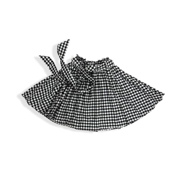 Belted Mono Check Short Skirt