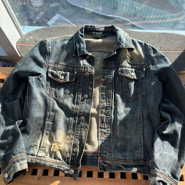알마니 익스체인지 데미지 데님 자켓