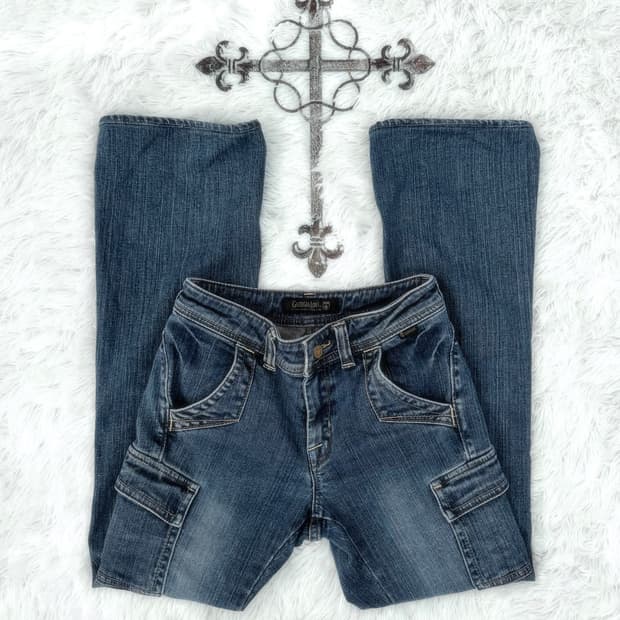 y2k 카고 포켓 플레어 데님