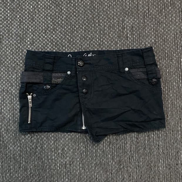 00’s Black Zip Detail Short Skirts