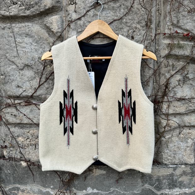 센티넬라 빈티지 핸드 우븐 울 오르테가 치마요 베스트 조끼 나바호