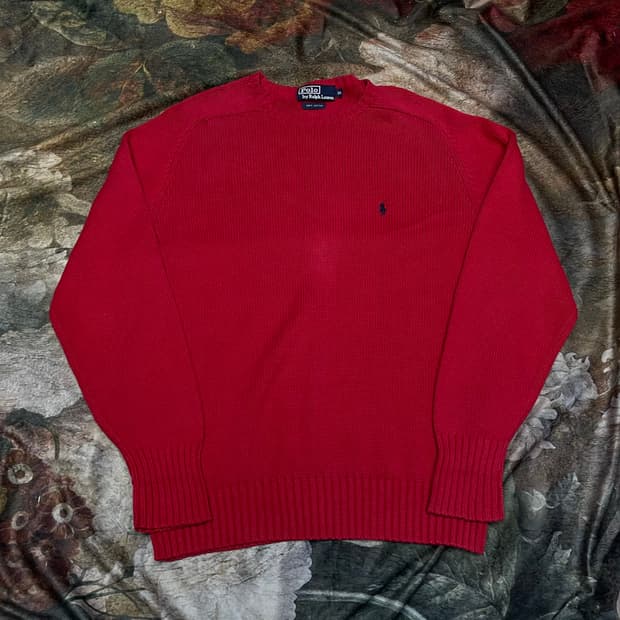 폴로 랄프로렌 빈티지 스몰 포니로고 레드울니트 95