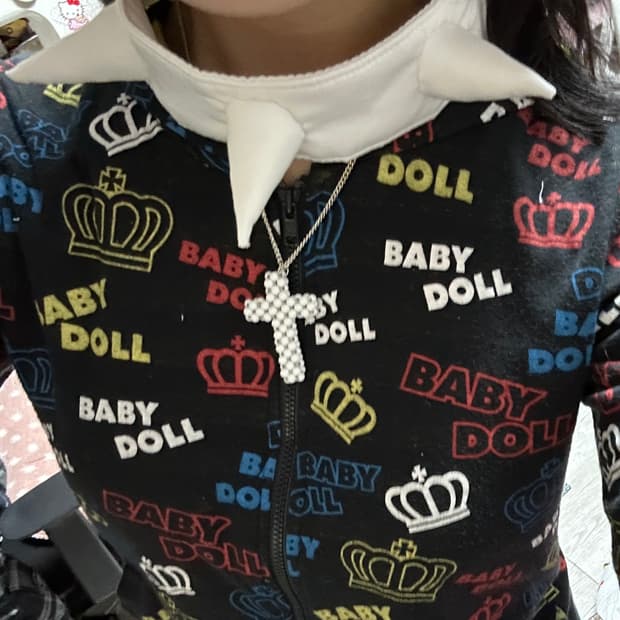 핸드메이드 패브릭 초커 화이트