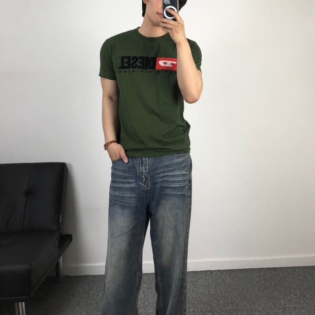 디젤 정품 반팔 카키