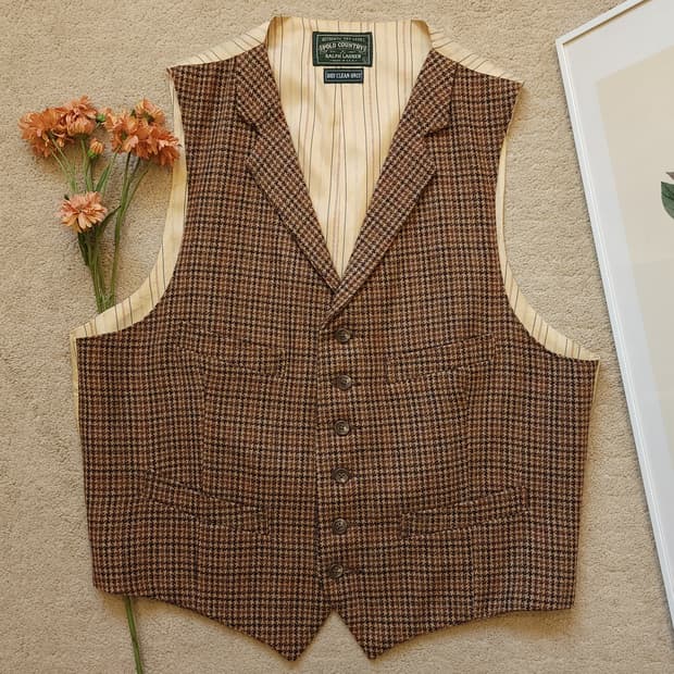 90s 폴로 컨트리 하운드투스 스타 패턴 울 베스트 L