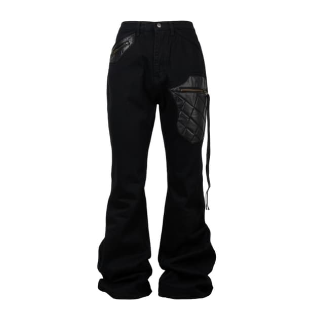 [1] 에모스탠스클럽 레더 패치 플레어드 진 블랙