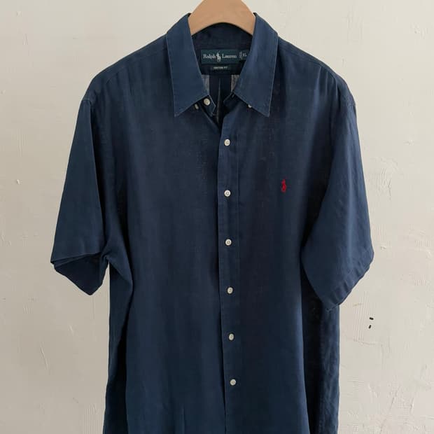 Polo 폴로 린넨 네이비 반팔 셔츠