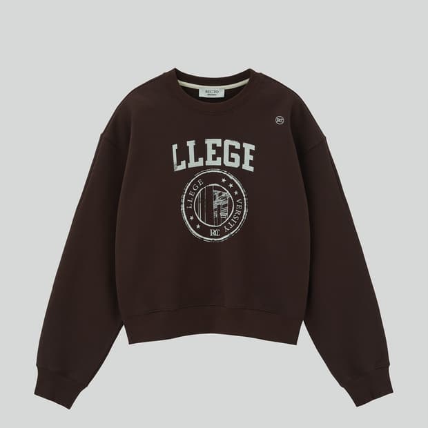 렉토 LLEGE BROWN 로고 맨투맨 브라운