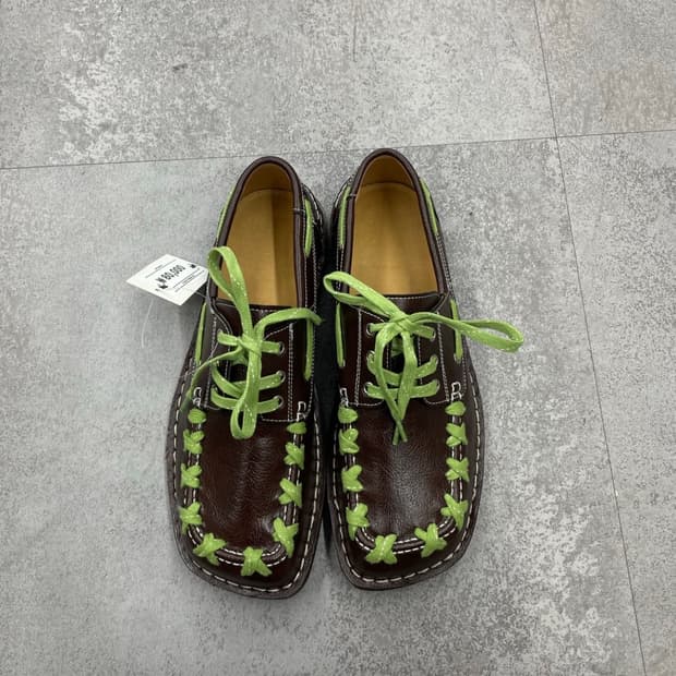 빈티지 캠퍼 에키 레이스업 브라운 레더 로퍼 A3461