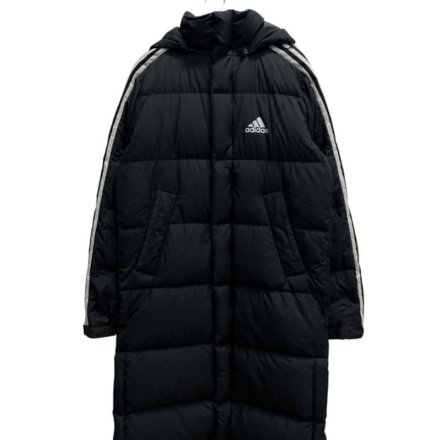 아디다스 덕다운 삼선 롱 패딩 자켓 블랙