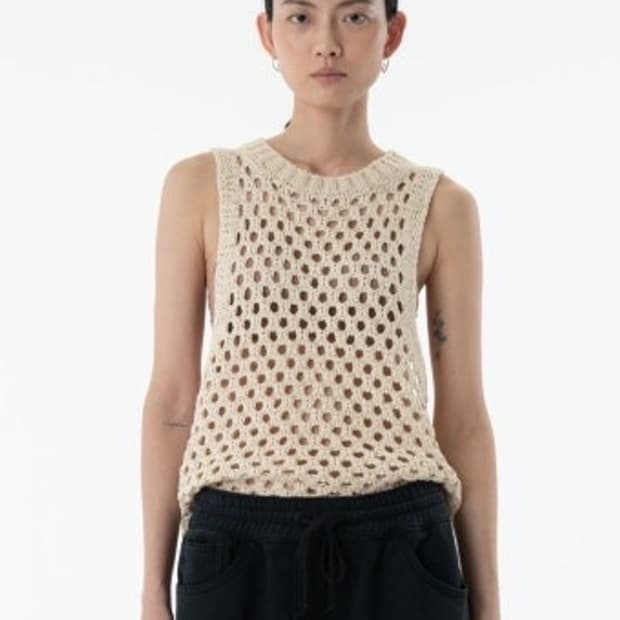 AMOMENTO Crochet Knit Vest