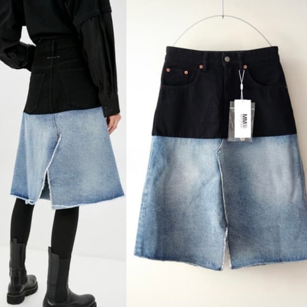 MM6 Double Denim Skirt