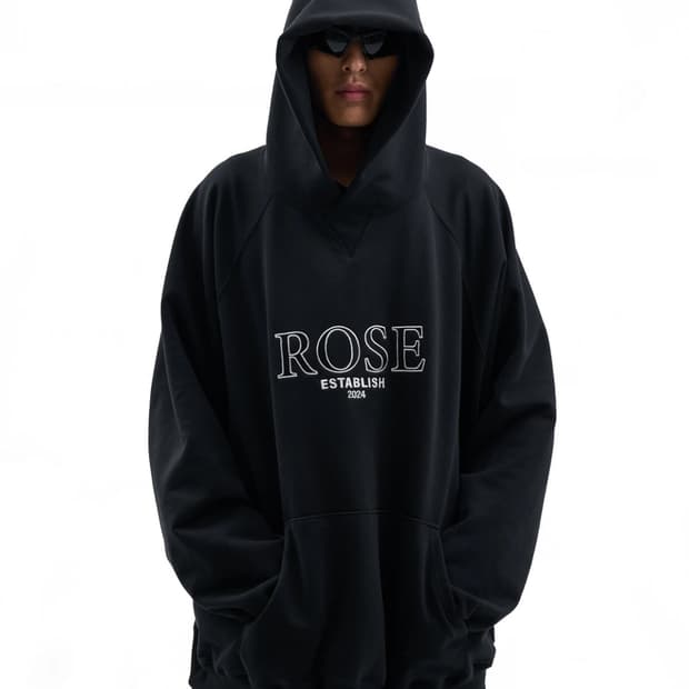 [2] 크랙로즈 후드티 블랙