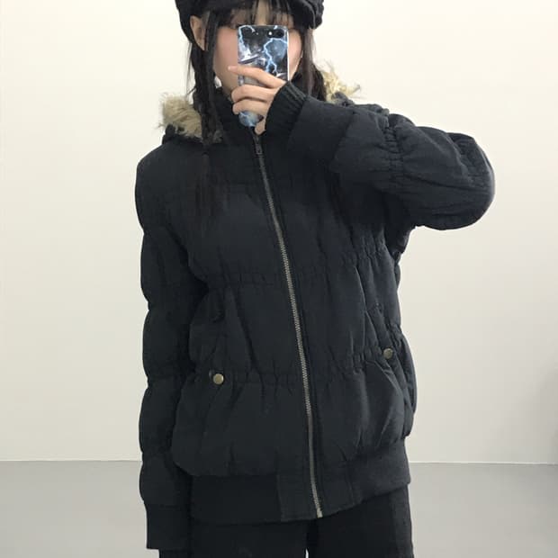 PENDORA Black fur hood jumper