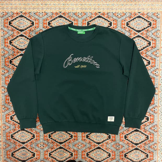 베네통 스펠로고 딥그린 맨투맨 티셔츠 남성L