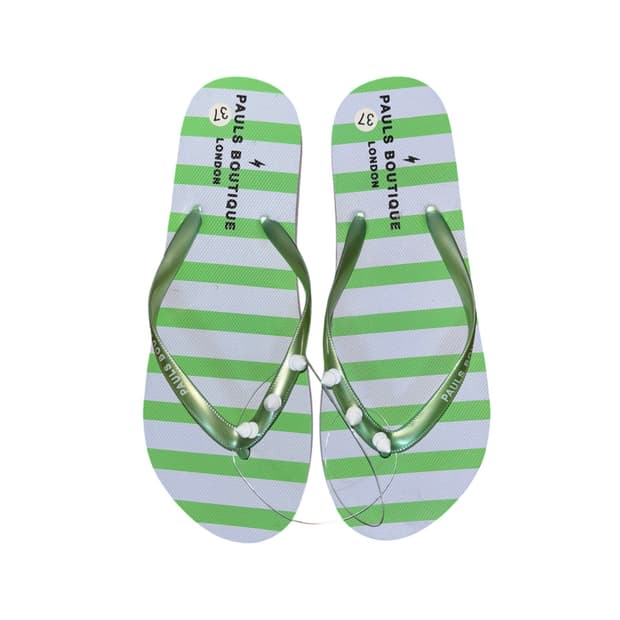 green striped flip-flops