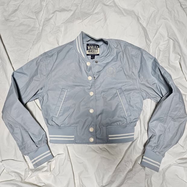 후아유 y2k 핀터깔 바시티 자켓 S