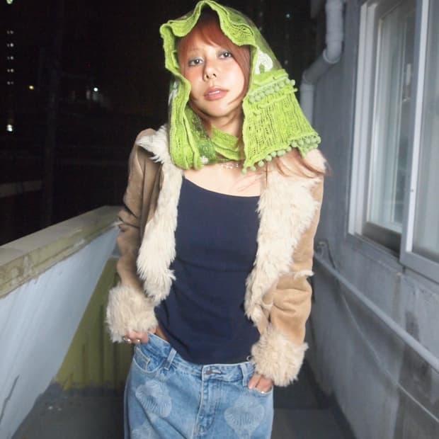 빈티지 플라워 스카프