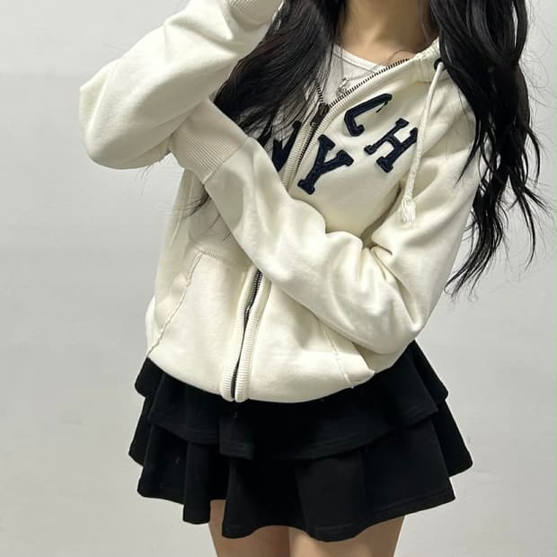 아베크롬비 y2k 올드스쿨 화이트 러블리힙 대대장 후드집업 희귀져지(L)