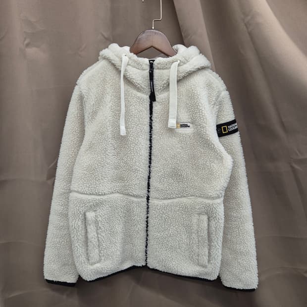 내셔널지오그래픽 후리스 후드집업 아이보리 XS